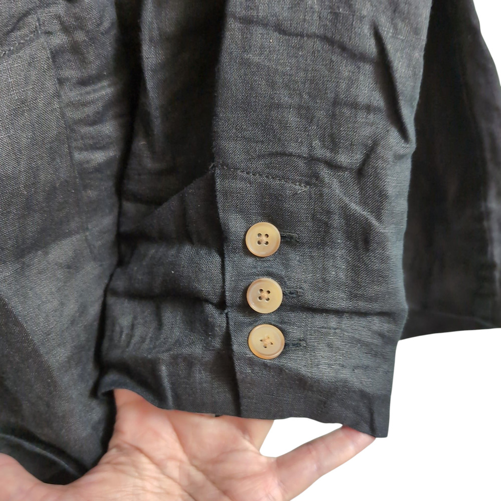 Quince 100% European Linen Blazer Black L Single Button Relaxed Fit - Picture 4 of 8